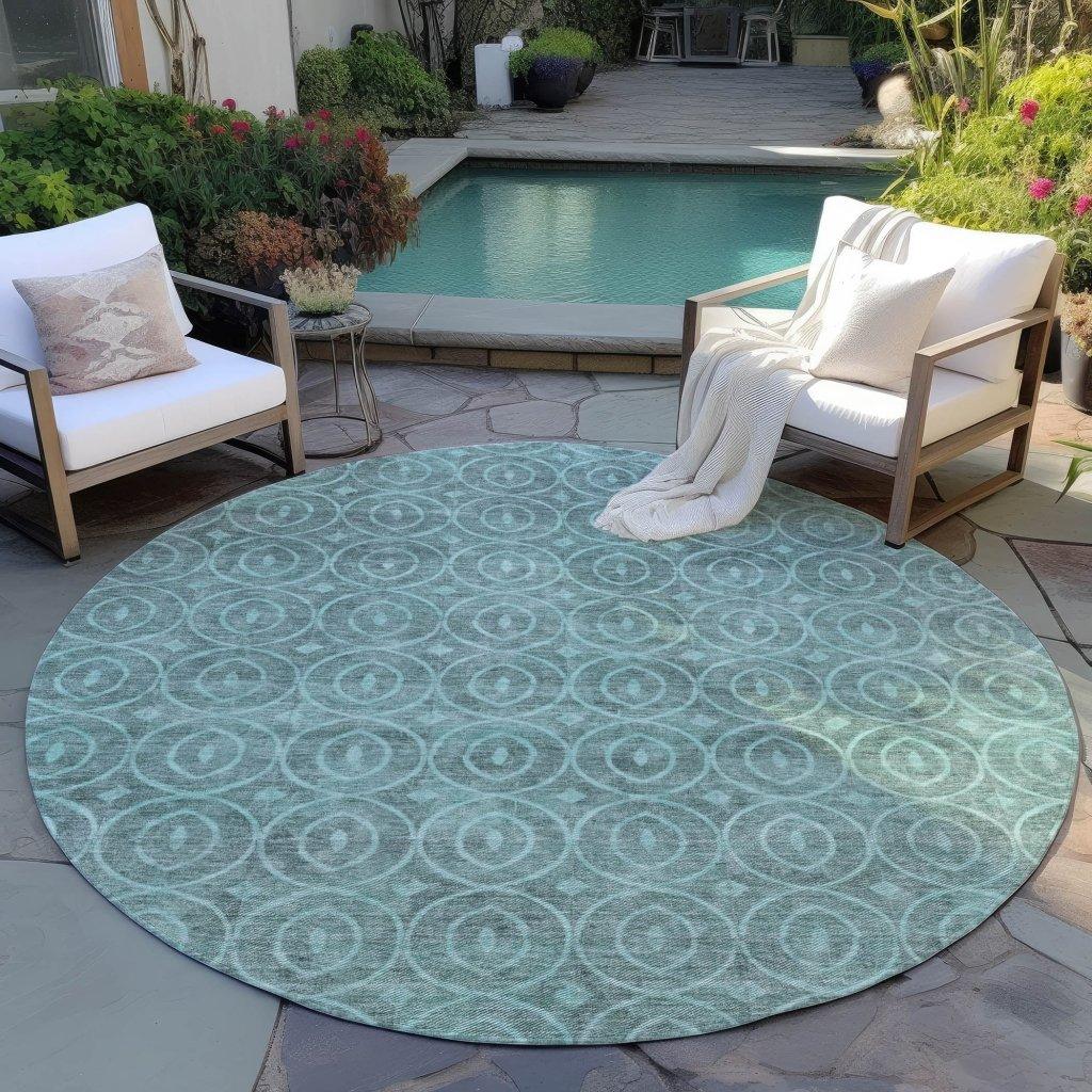 LOOMLAN Rugs Zafrine Teal Washable Indoor-Outdoor Rug
