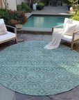 LOOMLAN Rugs Zafrine Teal Washable Indoor-Outdoor Rug