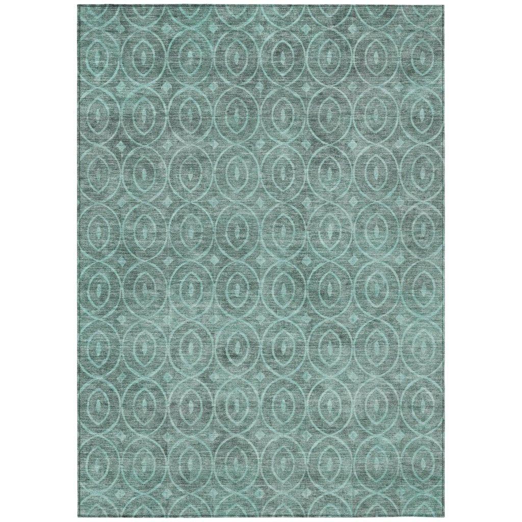 LOOMLAN Rugs Zafrine Teal Washable Indoor-Outdoor Rug