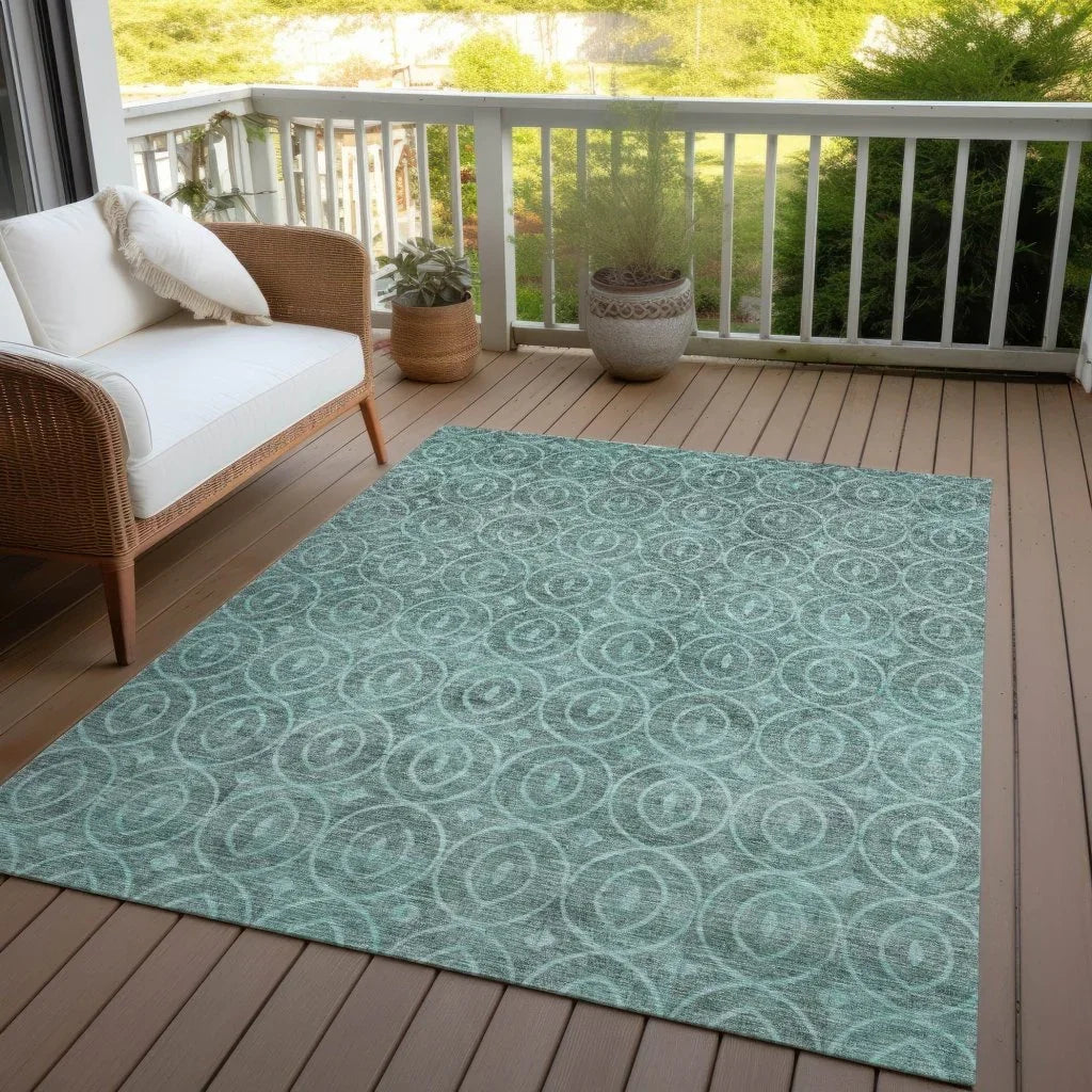 LOOMLAN Rugs Zafrine Teal Washable Indoor-Outdoor Rug