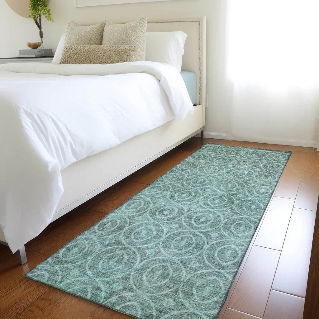 LOOMLAN Rugs Zafrine Teal Washable Indoor-Outdoor Rug