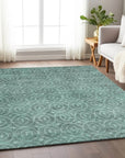 LOOMLAN Rugs Zafrine Teal Washable Indoor-Outdoor Rug