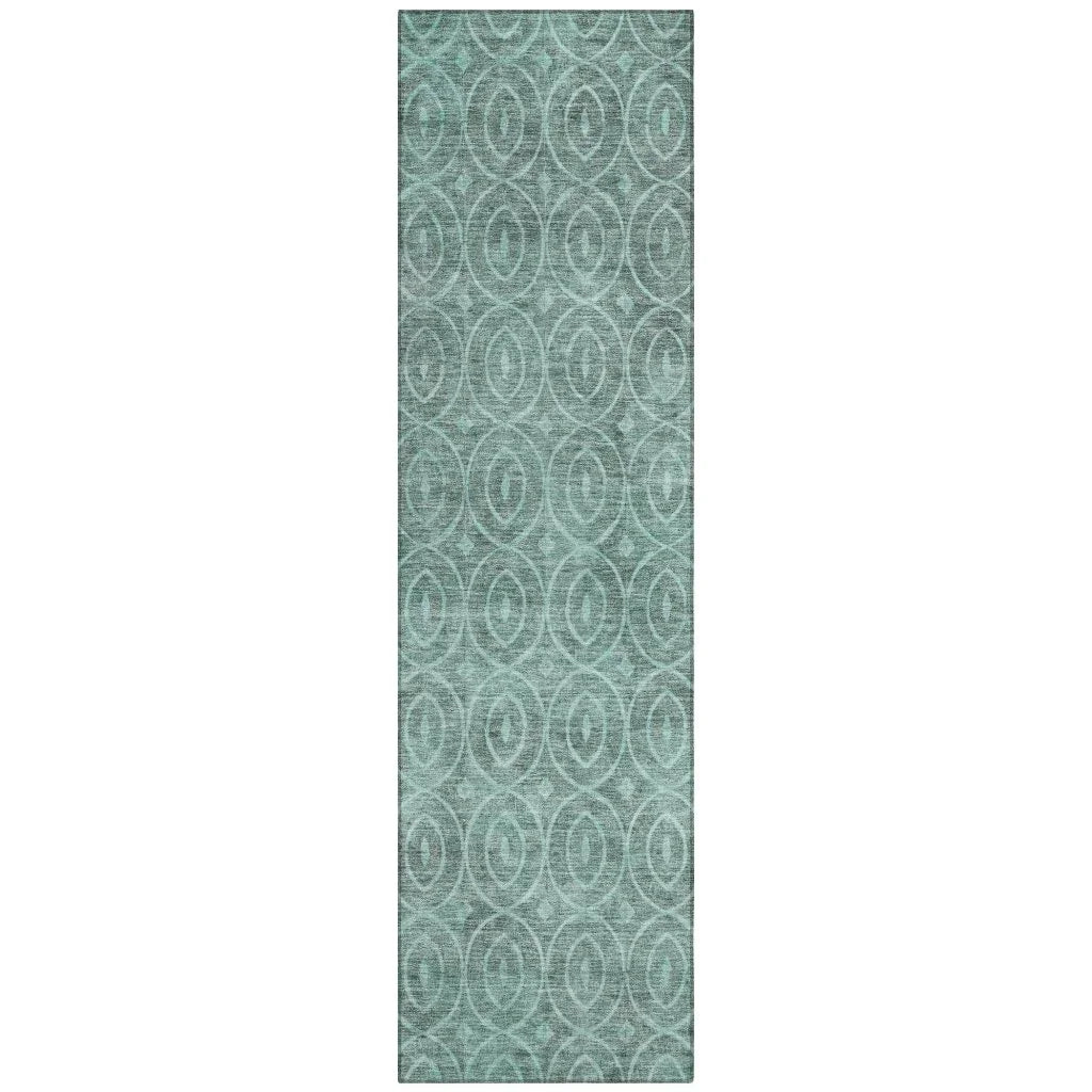 LOOMLAN Rugs Zafrine Teal Washable Indoor-Outdoor Rug