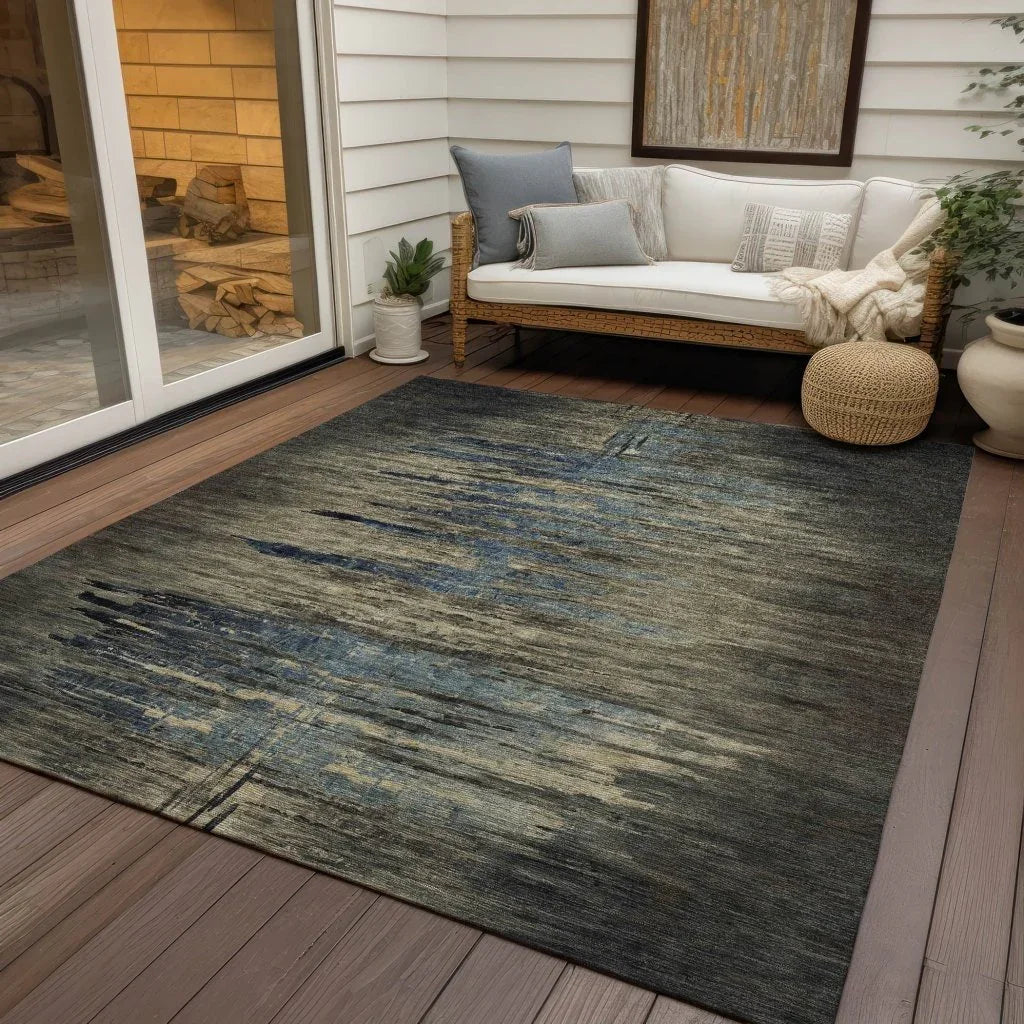 LOOMLAN Rugs Zahran Brown Washable Indoor-Outdoor Rug