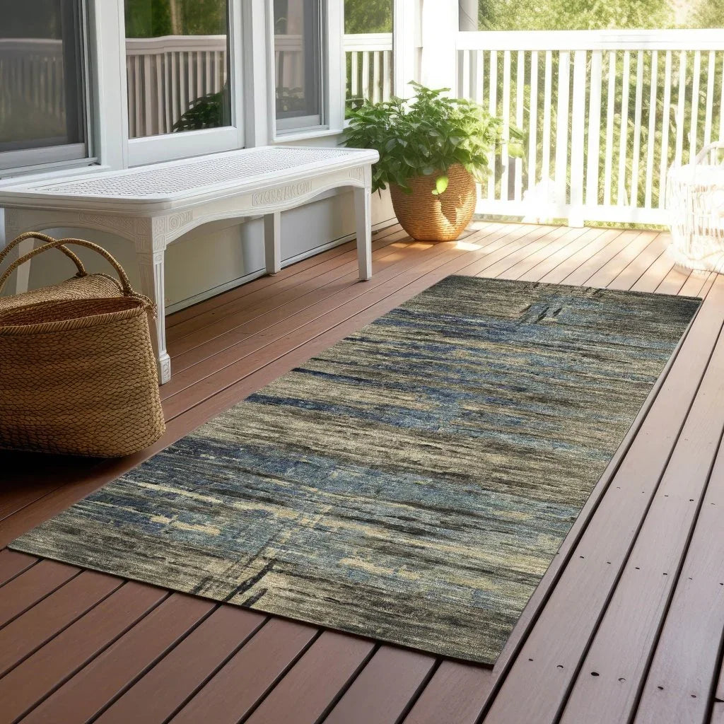 LOOMLAN Rugs Zahran Brown Washable Indoor-Outdoor Rug