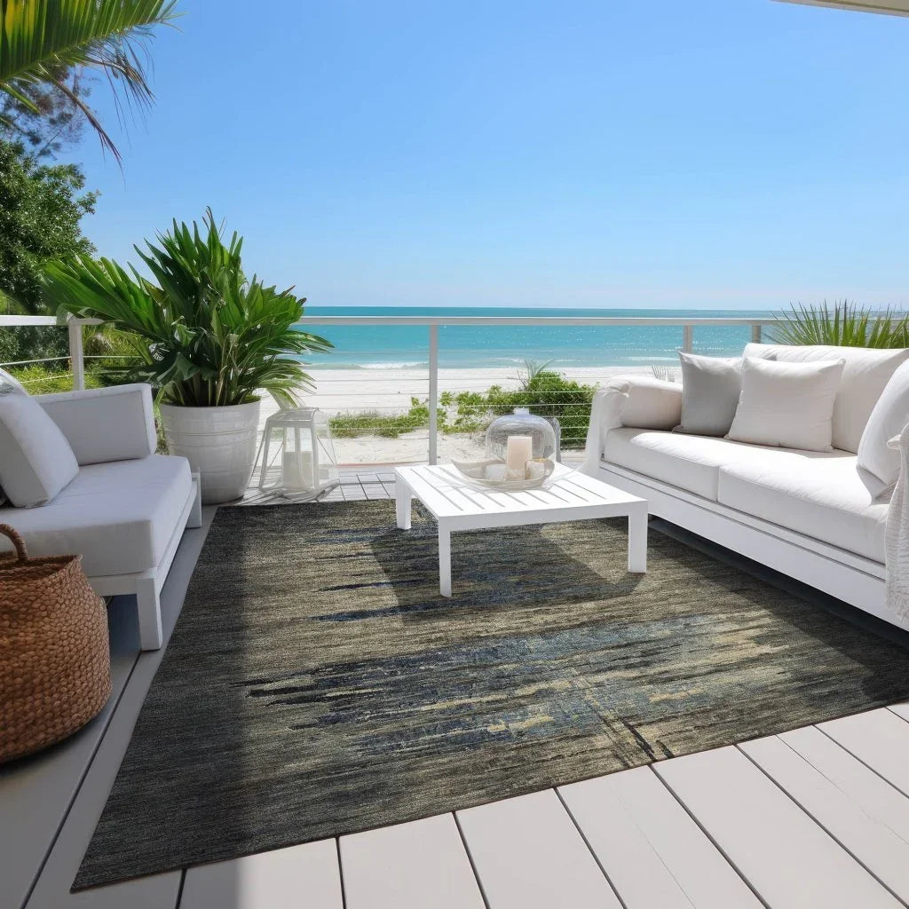 LOOMLAN Rugs Zahran Brown Washable Indoor-Outdoor Rug