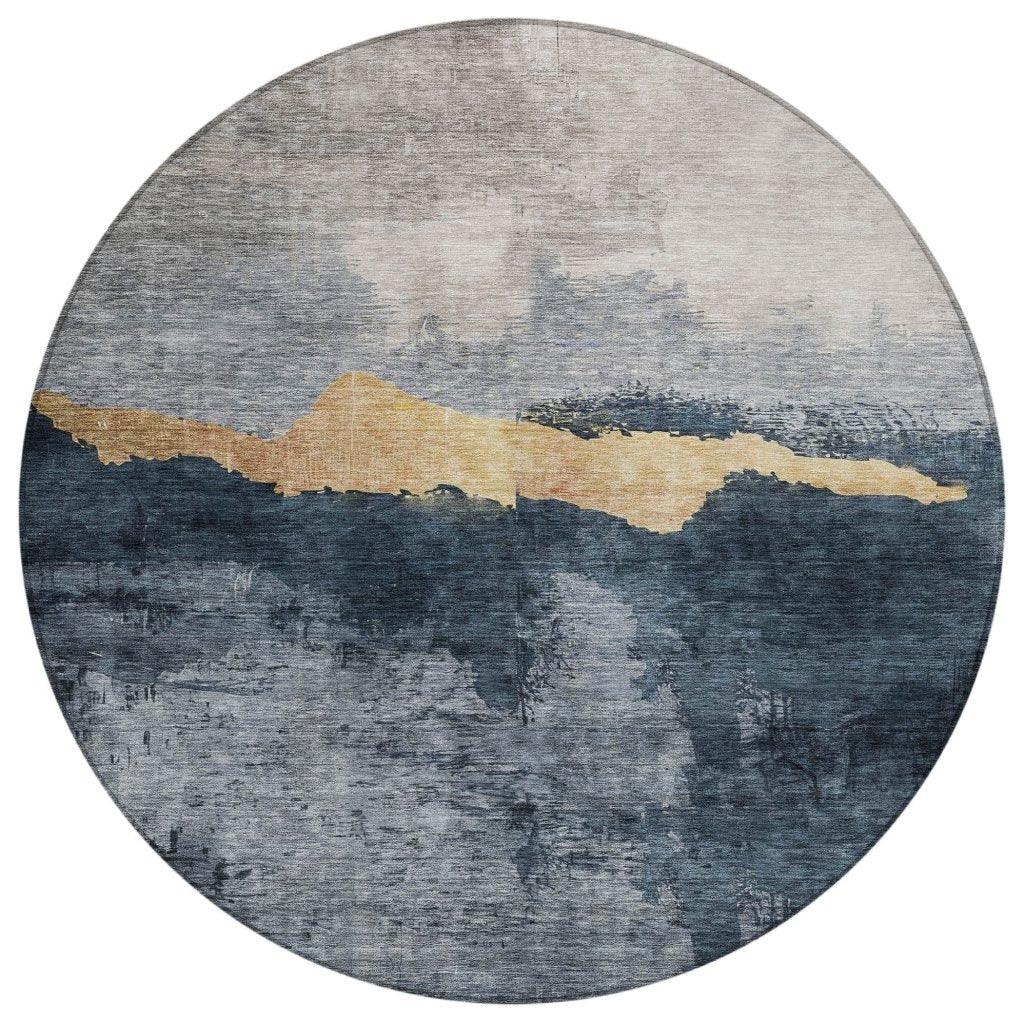 LOOMLAN Rugs Zailor Blue Washable Indoor-Outdoor Rug