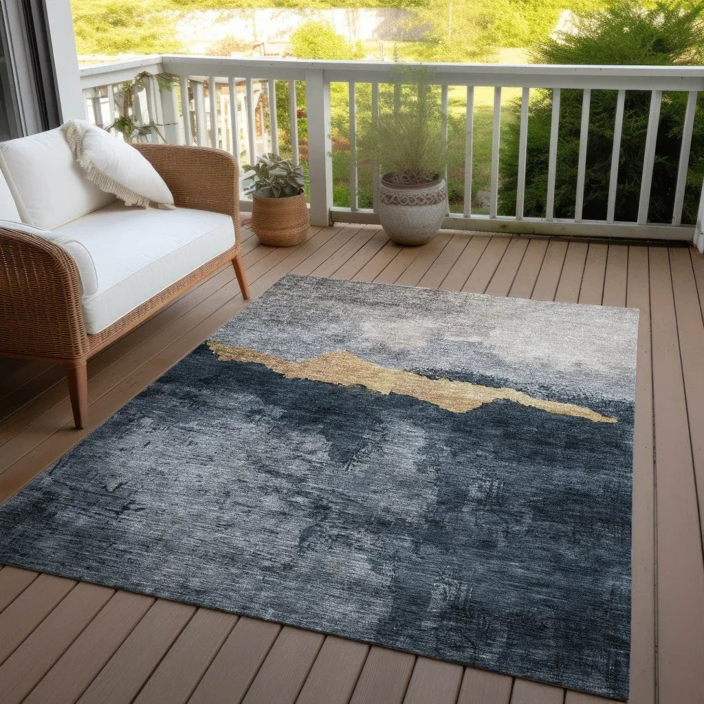 LOOMLAN Rugs Zailor Blue Washable Indoor-Outdoor Rug