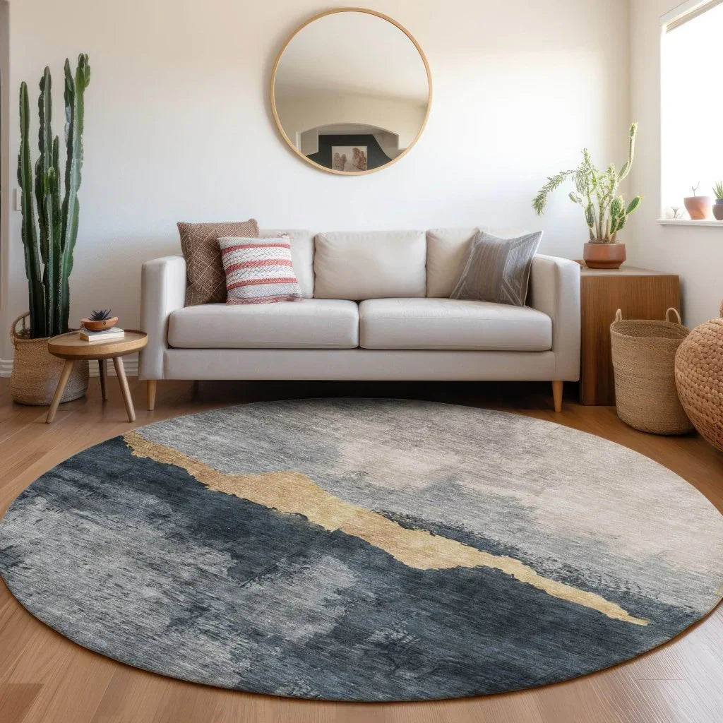 LOOMLAN Rugs Zailor Blue Washable Indoor-Outdoor Rug