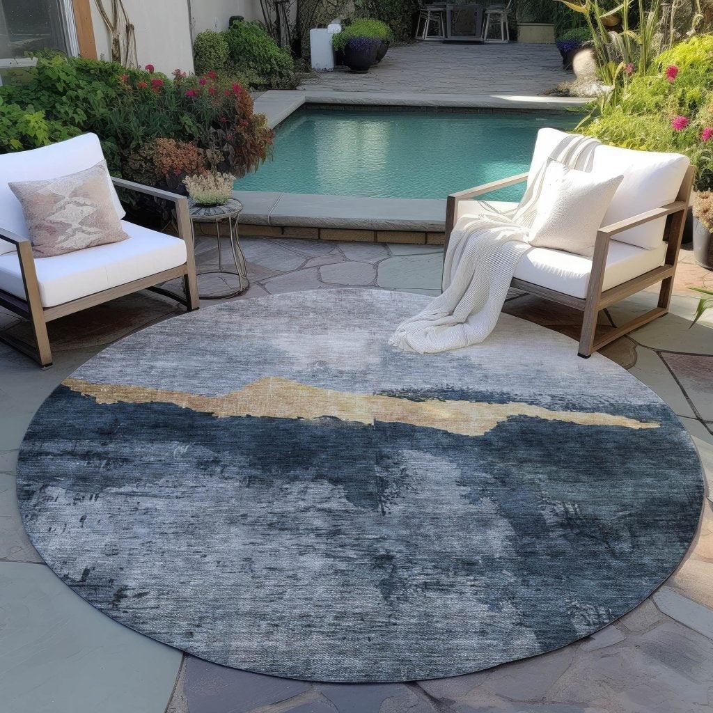 LOOMLAN Rugs Zailor Blue Washable Indoor-Outdoor Rug