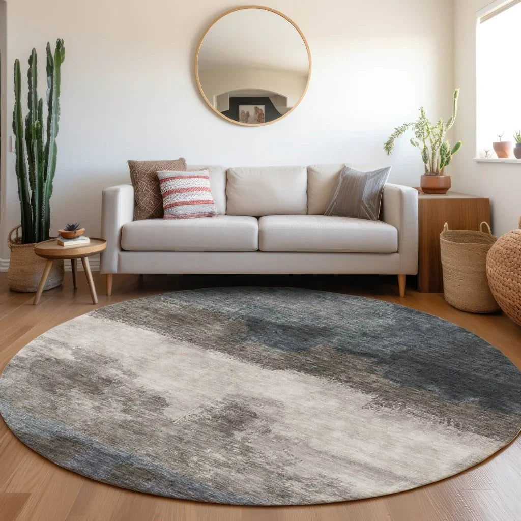 LOOMLAN Rugs Zailor Gray Washable Indoor-Outdoor Rug
