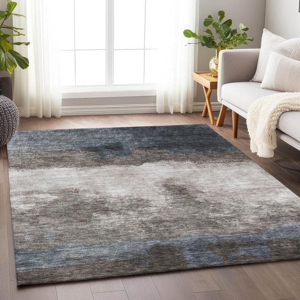LOOMLAN Rugs Zailor Gray Washable Indoor-Outdoor Rug