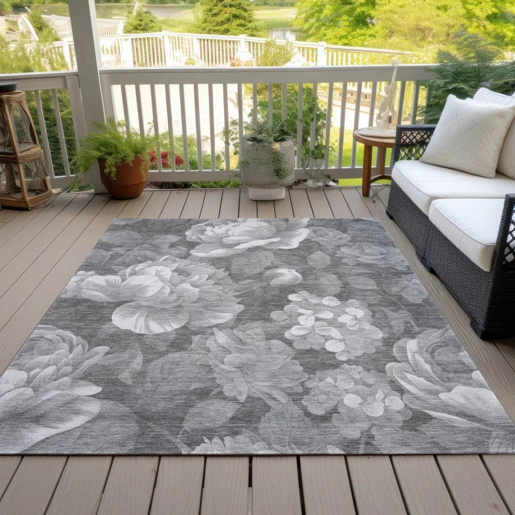 LOOMLAN Rugs Zaleenah Gray Washable Indoor-Outdoor Rug
