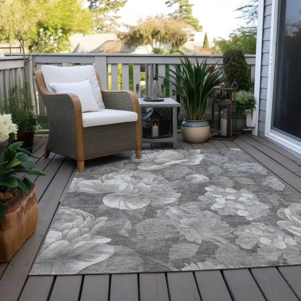 LOOMLAN Rugs Zaleenah Gray Washable Indoor-Outdoor Rug