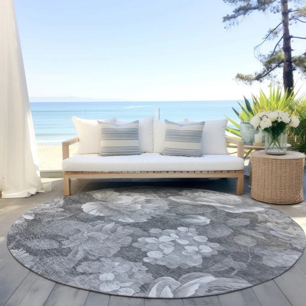 LOOMLAN Rugs Zaleenah Gray Washable Indoor-Outdoor Rug