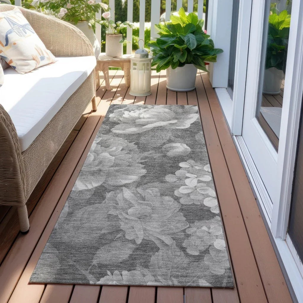 LOOMLAN Rugs Zaleenah Gray Washable Indoor-Outdoor Rug