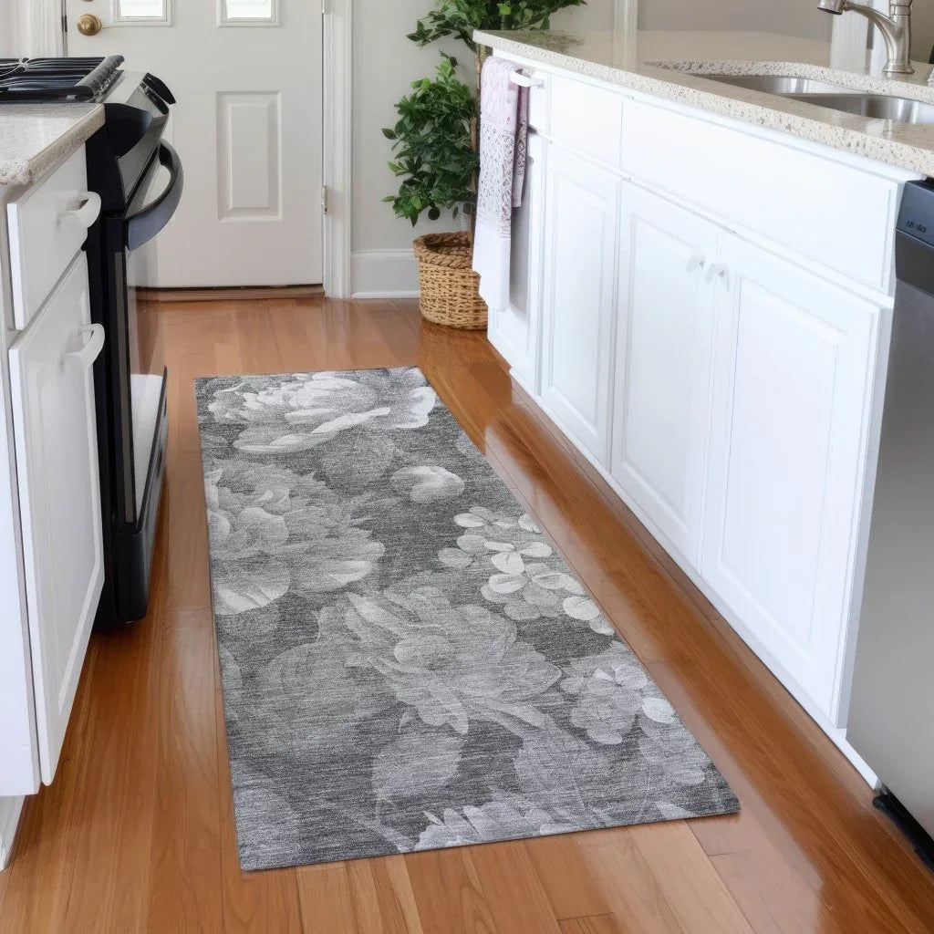 LOOMLAN Rugs Zaleenah Gray Washable Indoor-Outdoor Rug
