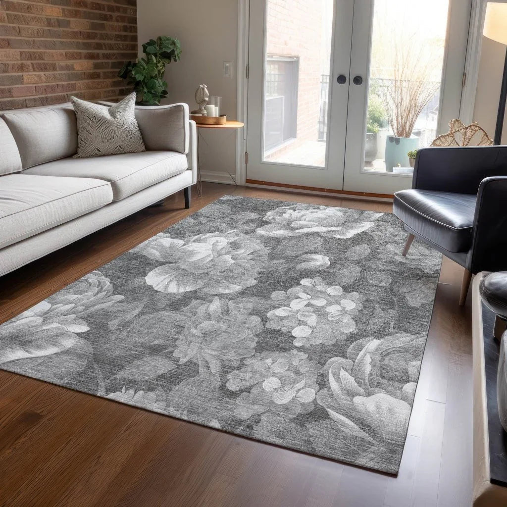 LOOMLAN Rugs Zaleenah Gray Washable Indoor-Outdoor Rug