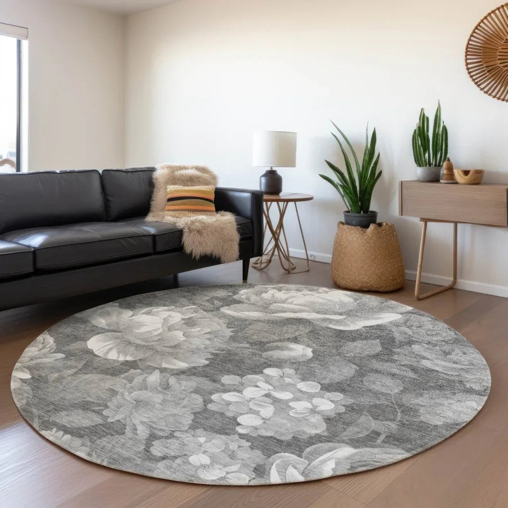 LOOMLAN Rugs Zaleenah Gray Washable Indoor-Outdoor Rug