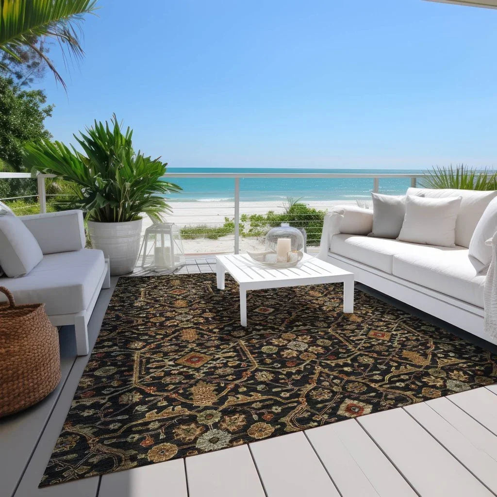 LOOMLAN Rugs Zara Black Washable Indoor-Outdoor Rug
