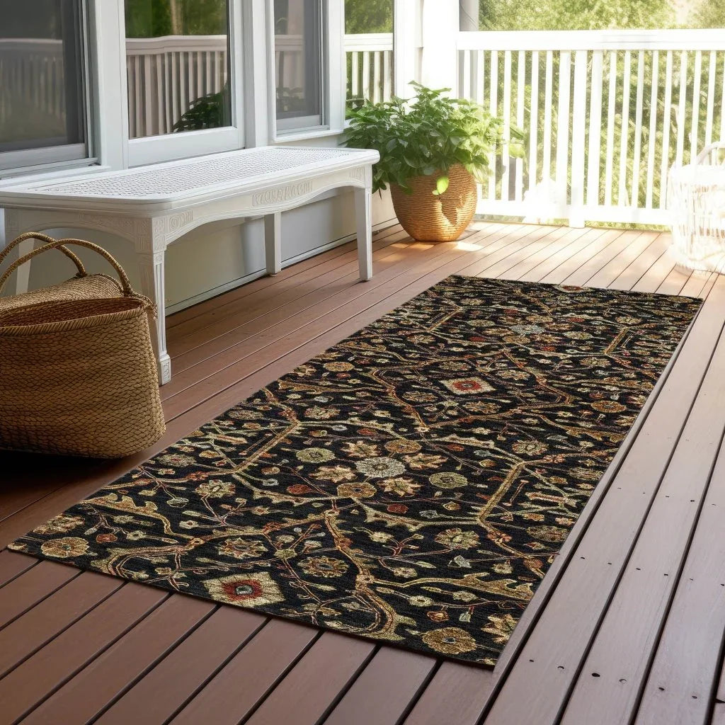 LOOMLAN Rugs Zara Black Washable Indoor-Outdoor Rug