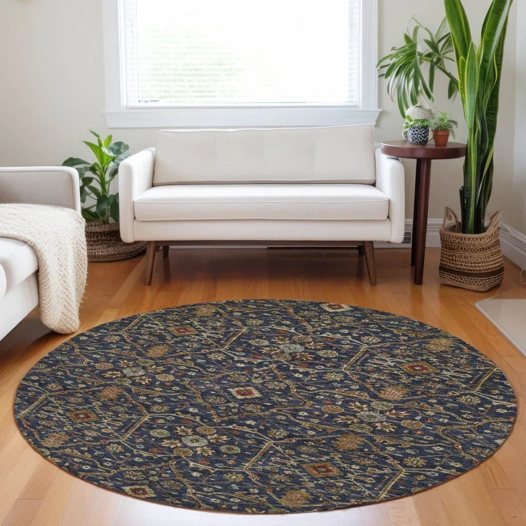 LOOMLAN Rugs Zara Blue Washable Indoor-Outdoor Rug