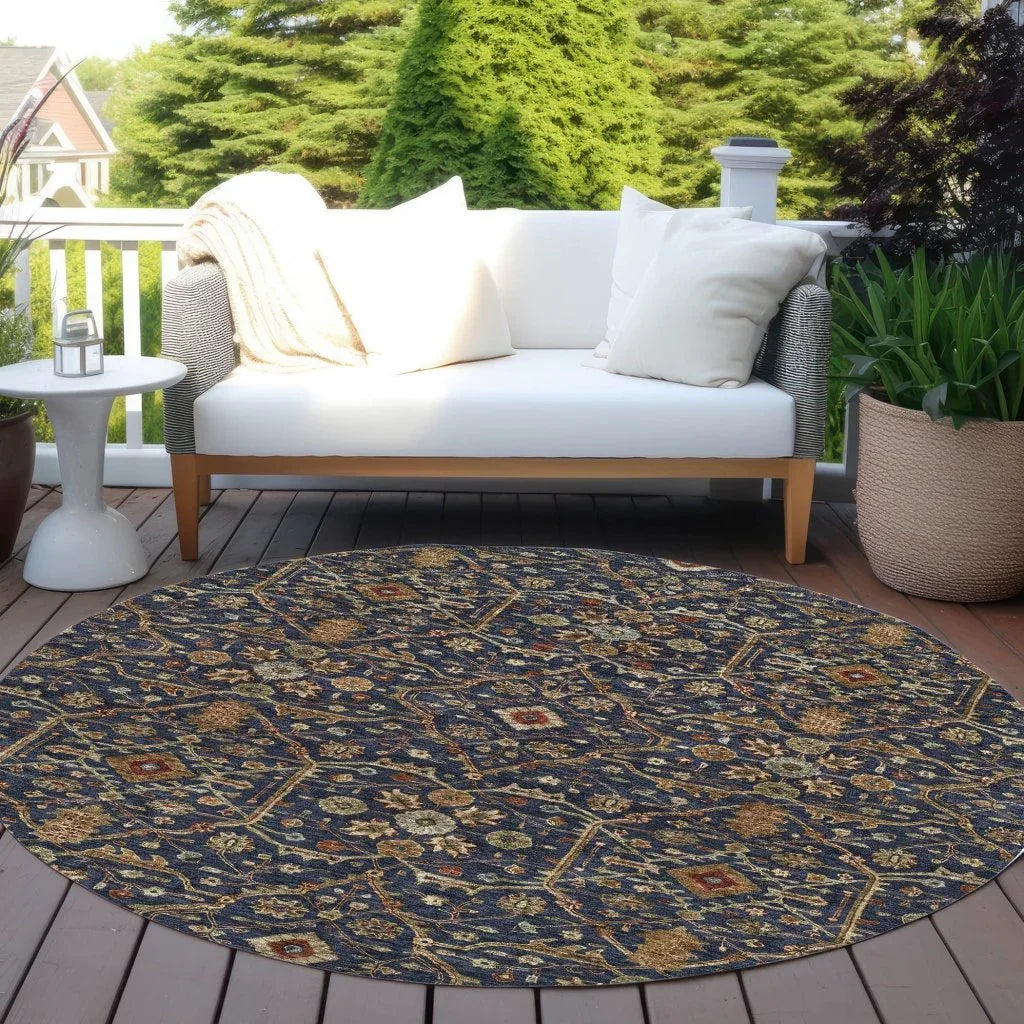 LOOMLAN Rugs Zara Blue Washable Indoor-Outdoor Rug