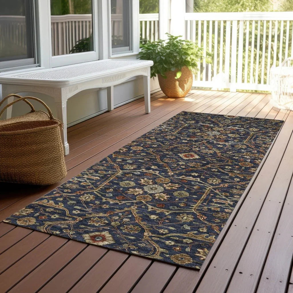 LOOMLAN Rugs Zara Blue Washable Indoor-Outdoor Rug