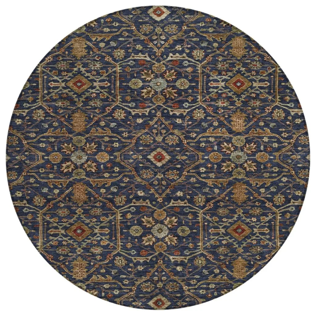 LOOMLAN Rugs Zara Blue Washable Indoor-Outdoor Rug