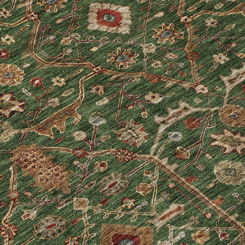 LOOMLAN Rugs Zara Green Washable Indoor-Outdoor Rug