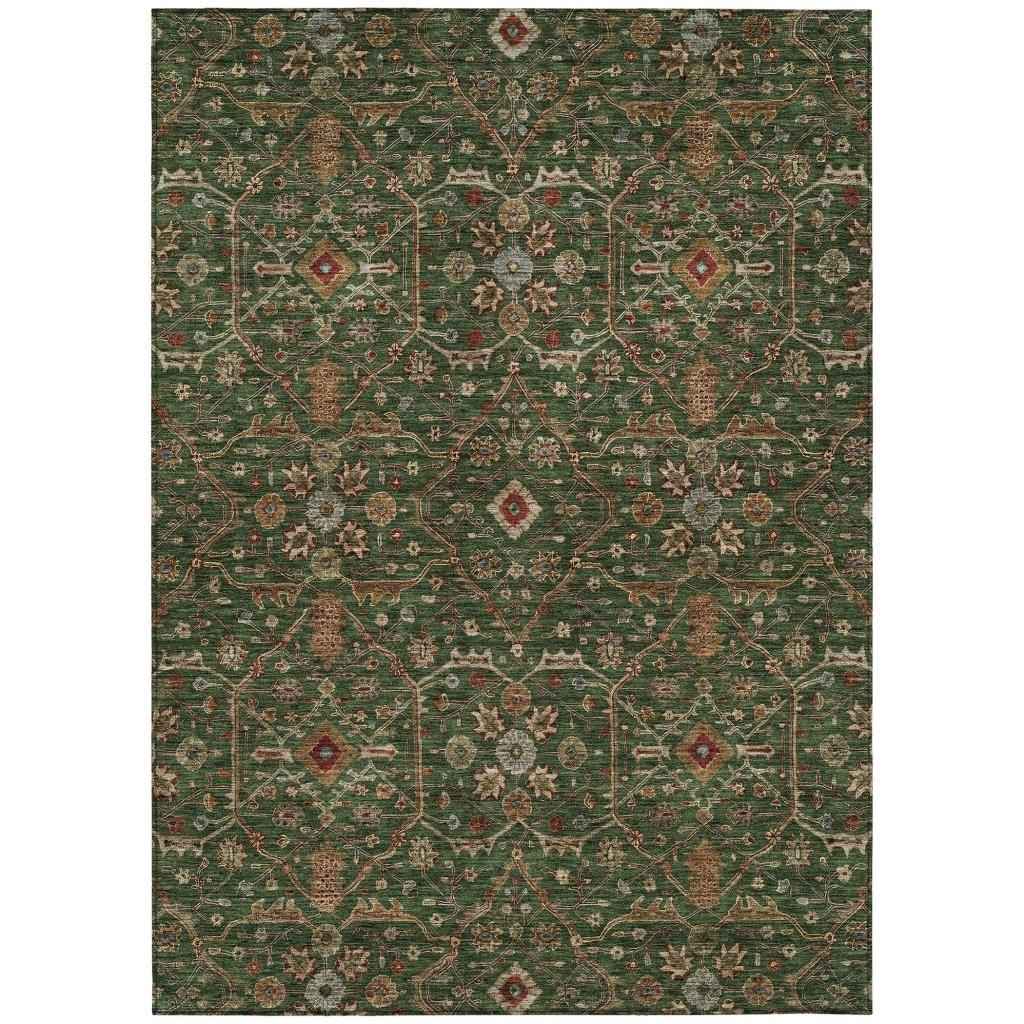 LOOMLAN Rugs Zara Green Washable Indoor-Outdoor Rug