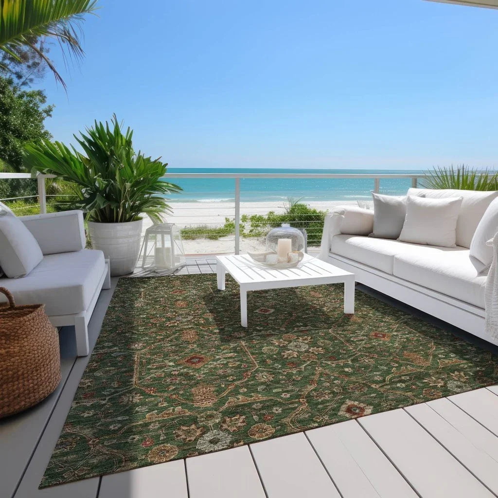 LOOMLAN Rugs Zara Green Washable Indoor-Outdoor Rug