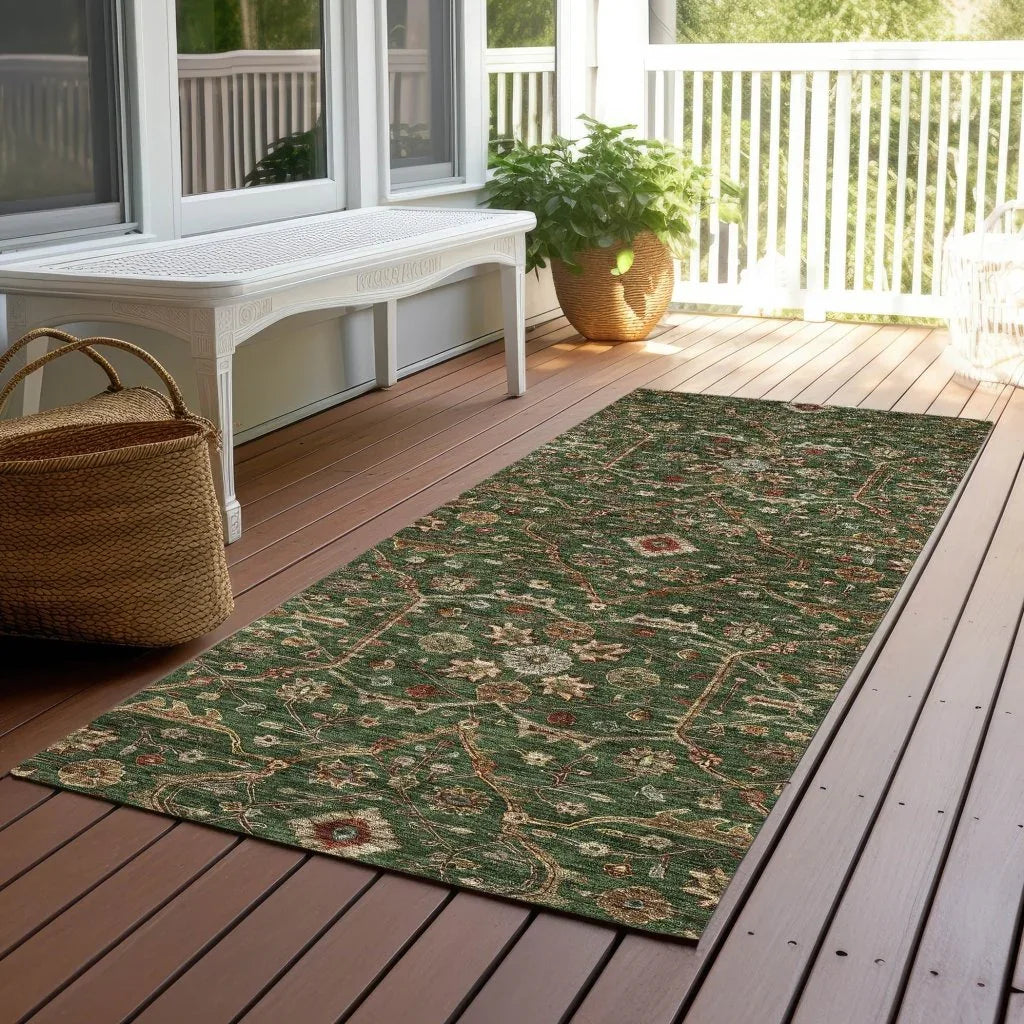 LOOMLAN Rugs Zara Green Washable Indoor-Outdoor Rug