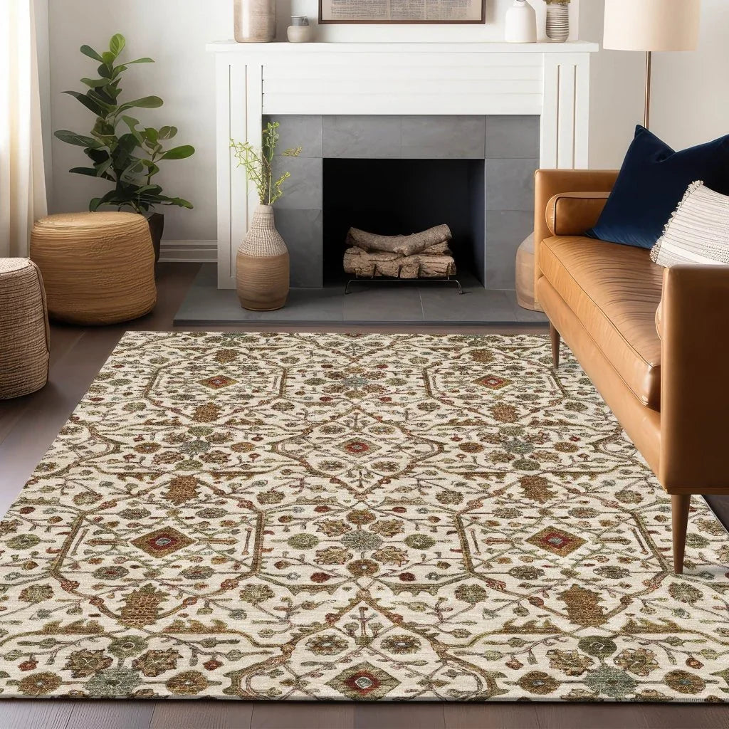 LOOMLAN Rugs Zara Ivory Washable Indoor-Outdoor Rug
