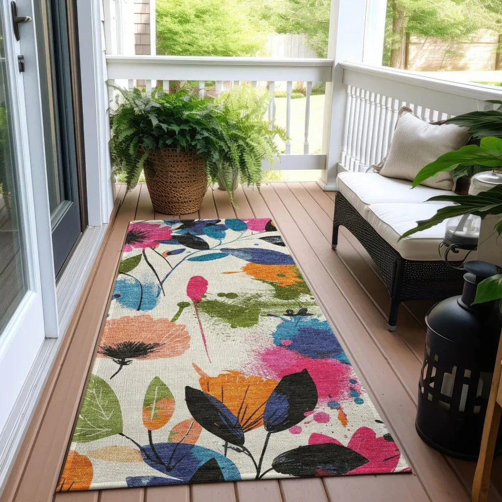 LOOMLAN Rugs Zarabelle Ivory Washable Indoor-Outdoor Rug