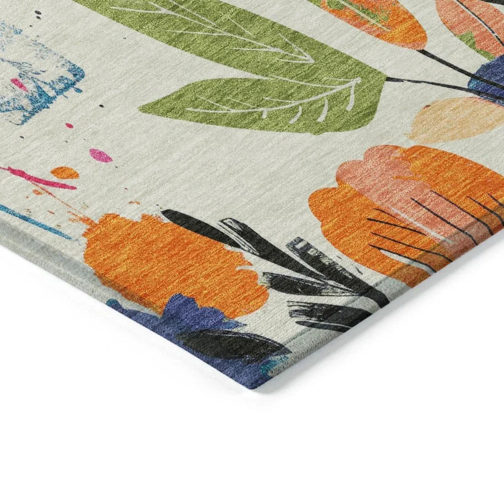LOOMLAN Rugs Zarabelle Ivory Washable Indoor-Outdoor Rug