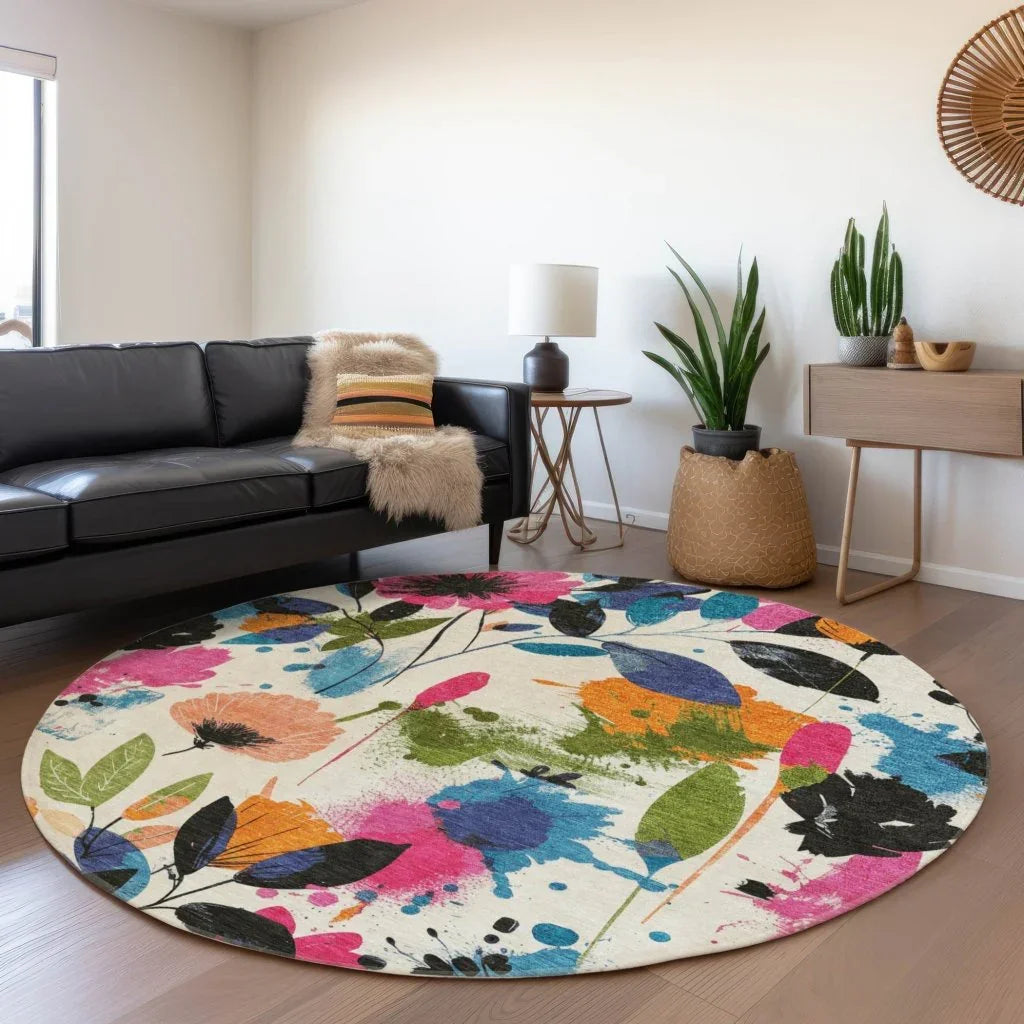 LOOMLAN Rugs Zarabelle Ivory Washable Indoor-Outdoor Rug