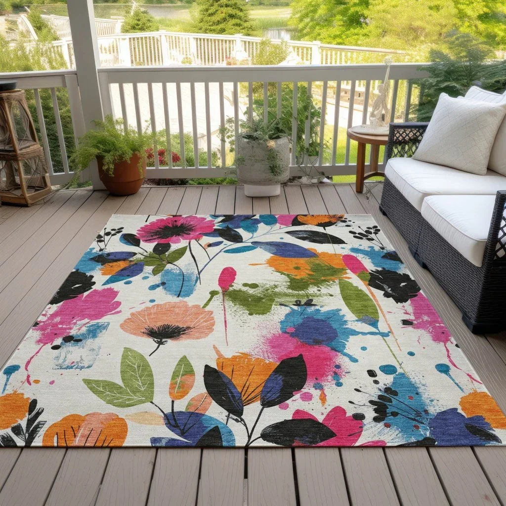 LOOMLAN Rugs Zarabelle Ivory Washable Indoor-Outdoor Rug