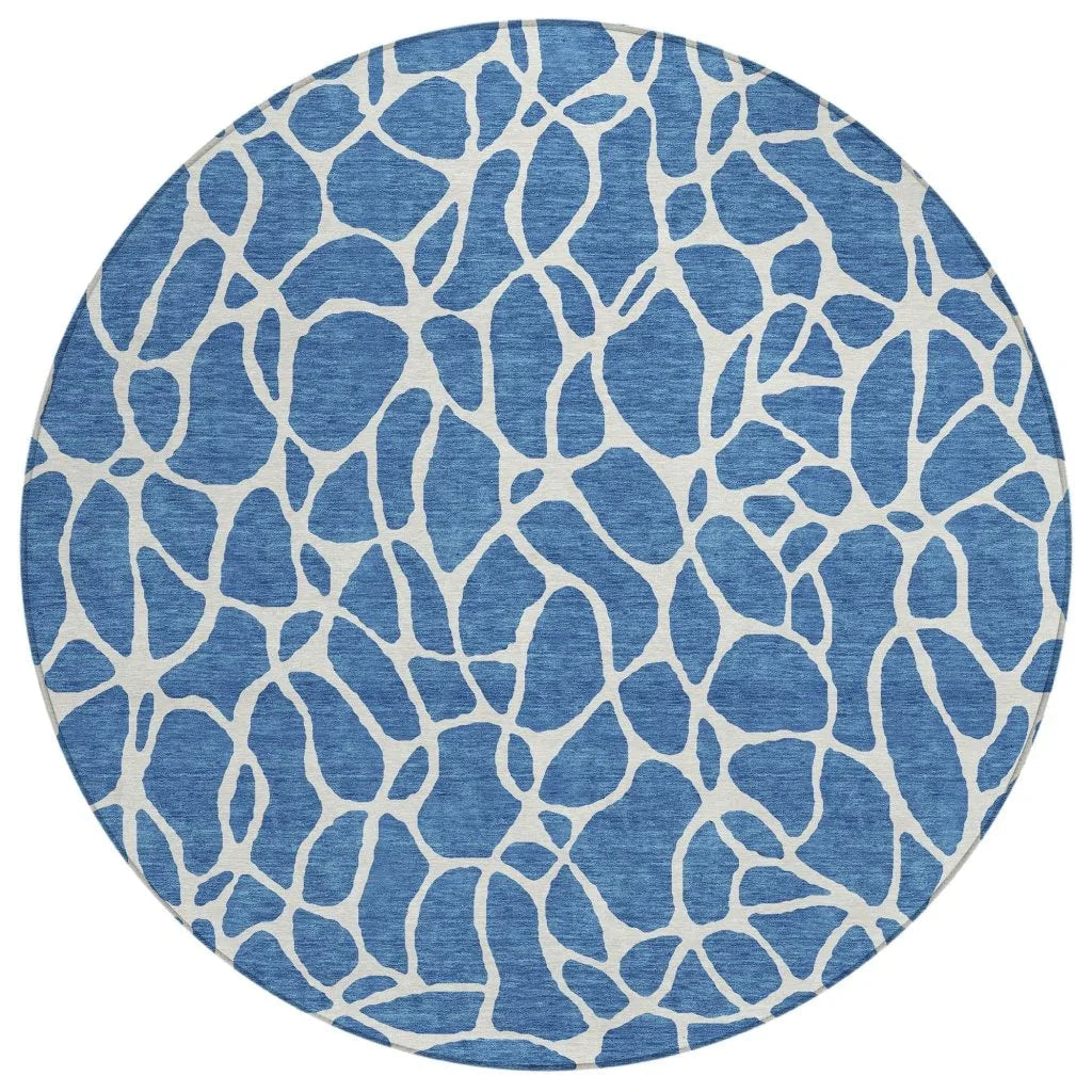 LOOMLAN Rugs Zarelia Blue Washable Indoor-Outdoor Rug