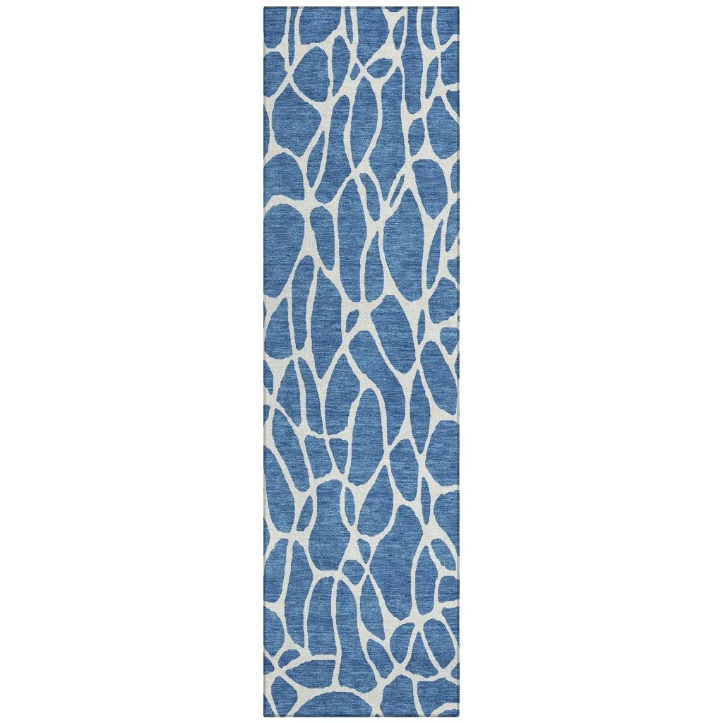 LOOMLAN Rugs Zarelia Blue Washable Indoor-Outdoor Rug