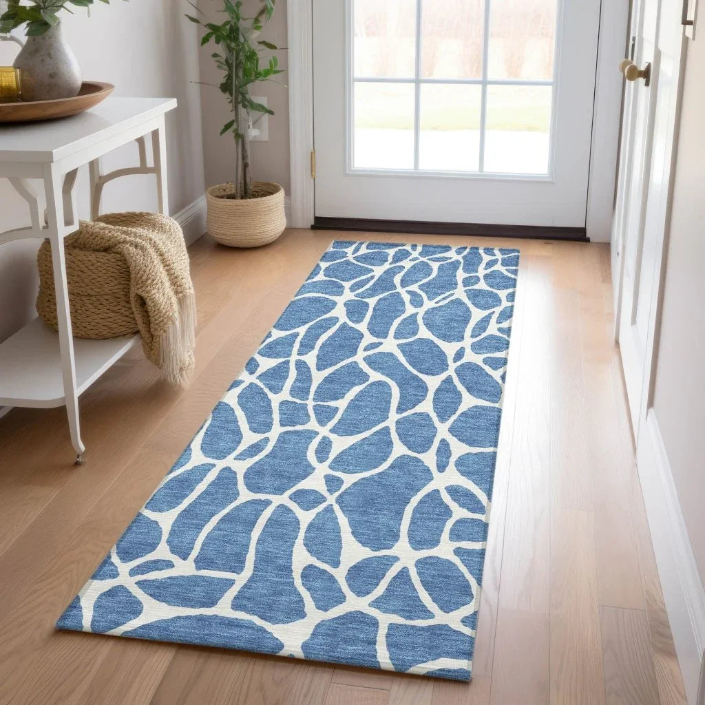 LOOMLAN Rugs Zarelia Blue Washable Indoor-Outdoor Rug