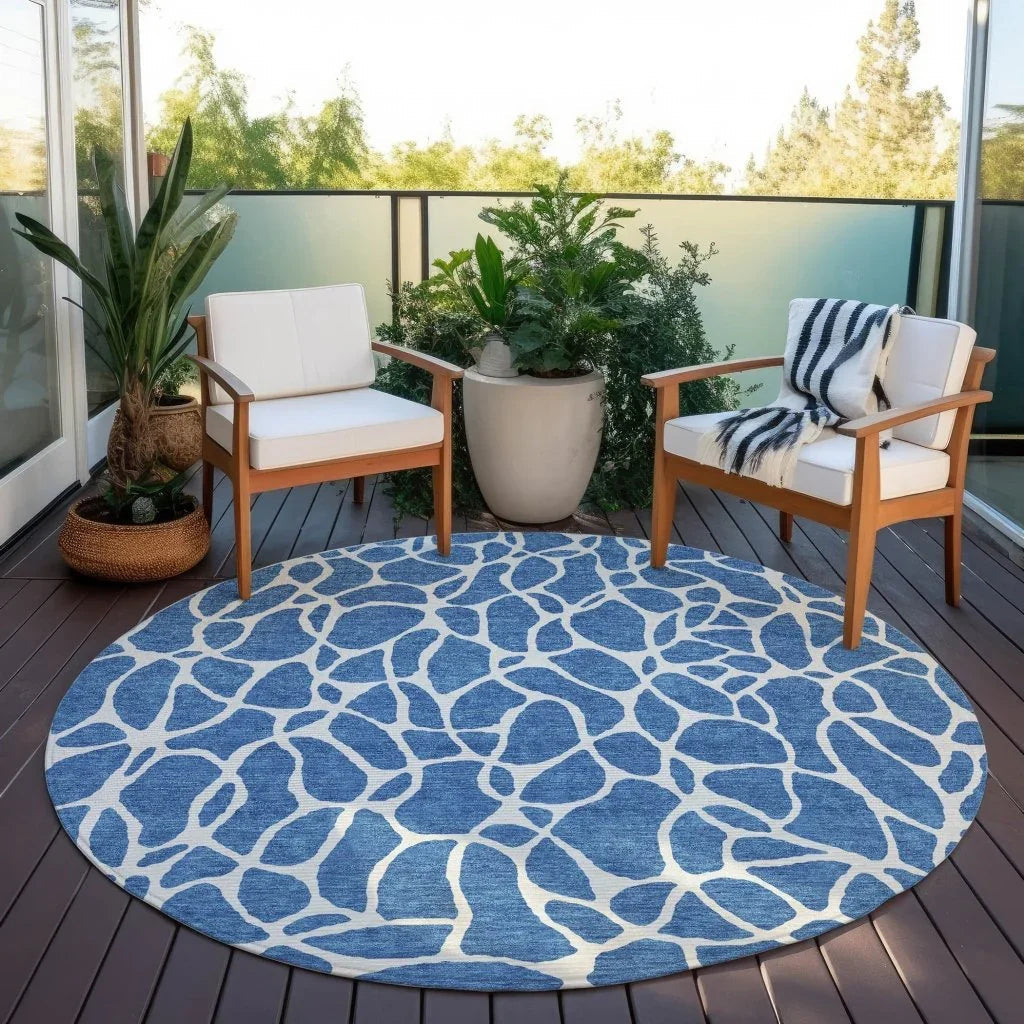 LOOMLAN Rugs Zarelia Blue Washable Indoor-Outdoor Rug