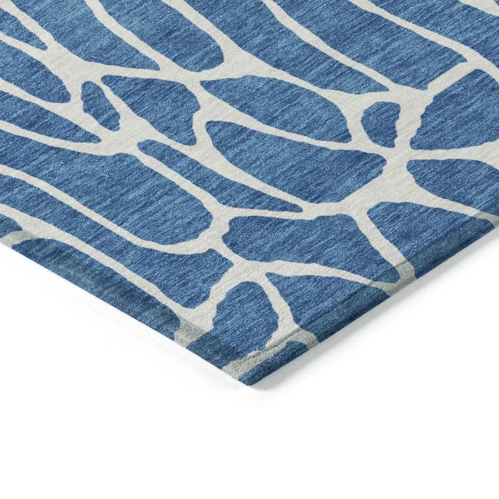 LOOMLAN Rugs Zarelia Blue Washable Indoor-Outdoor Rug