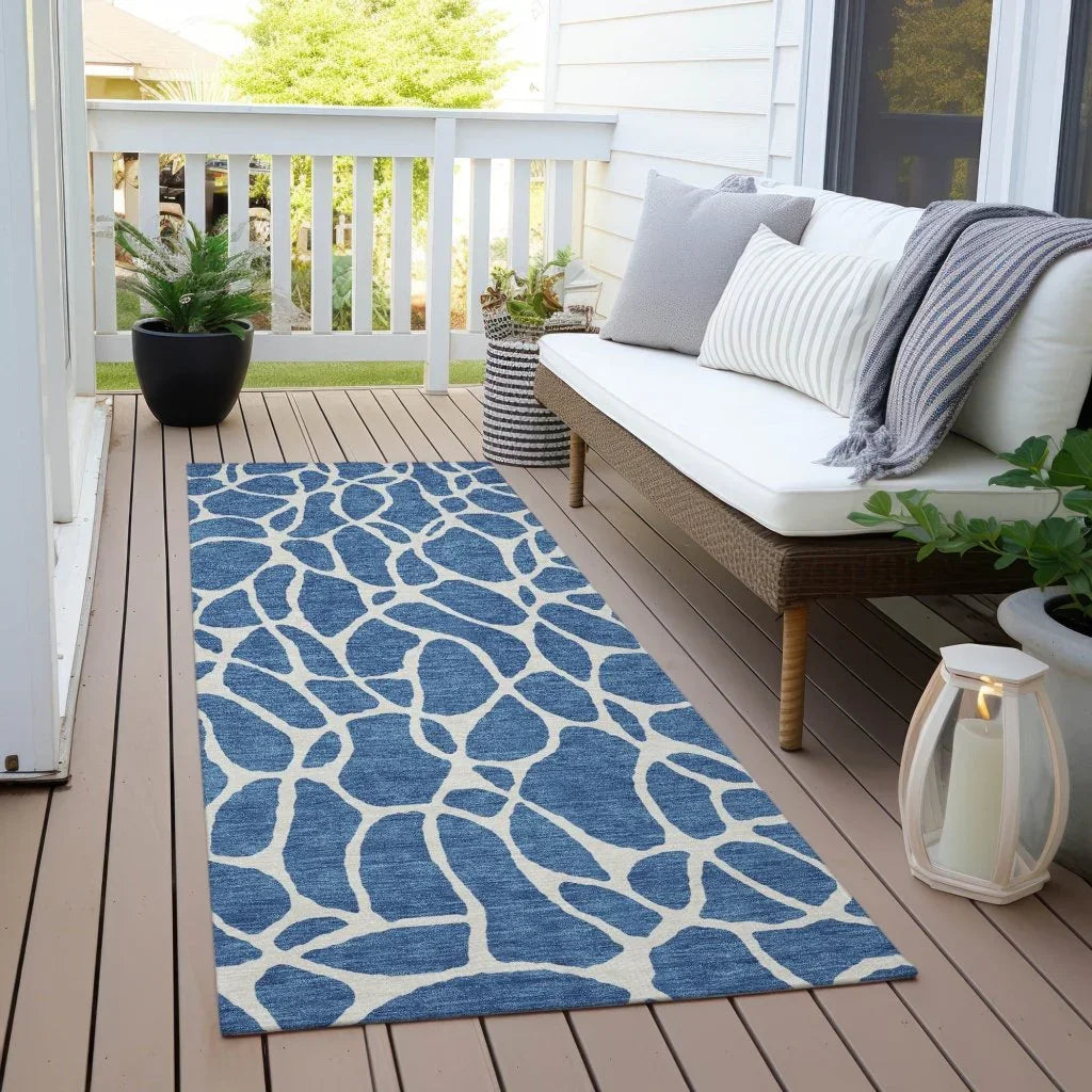 LOOMLAN Rugs Zarelia Blue Washable Indoor-Outdoor Rug