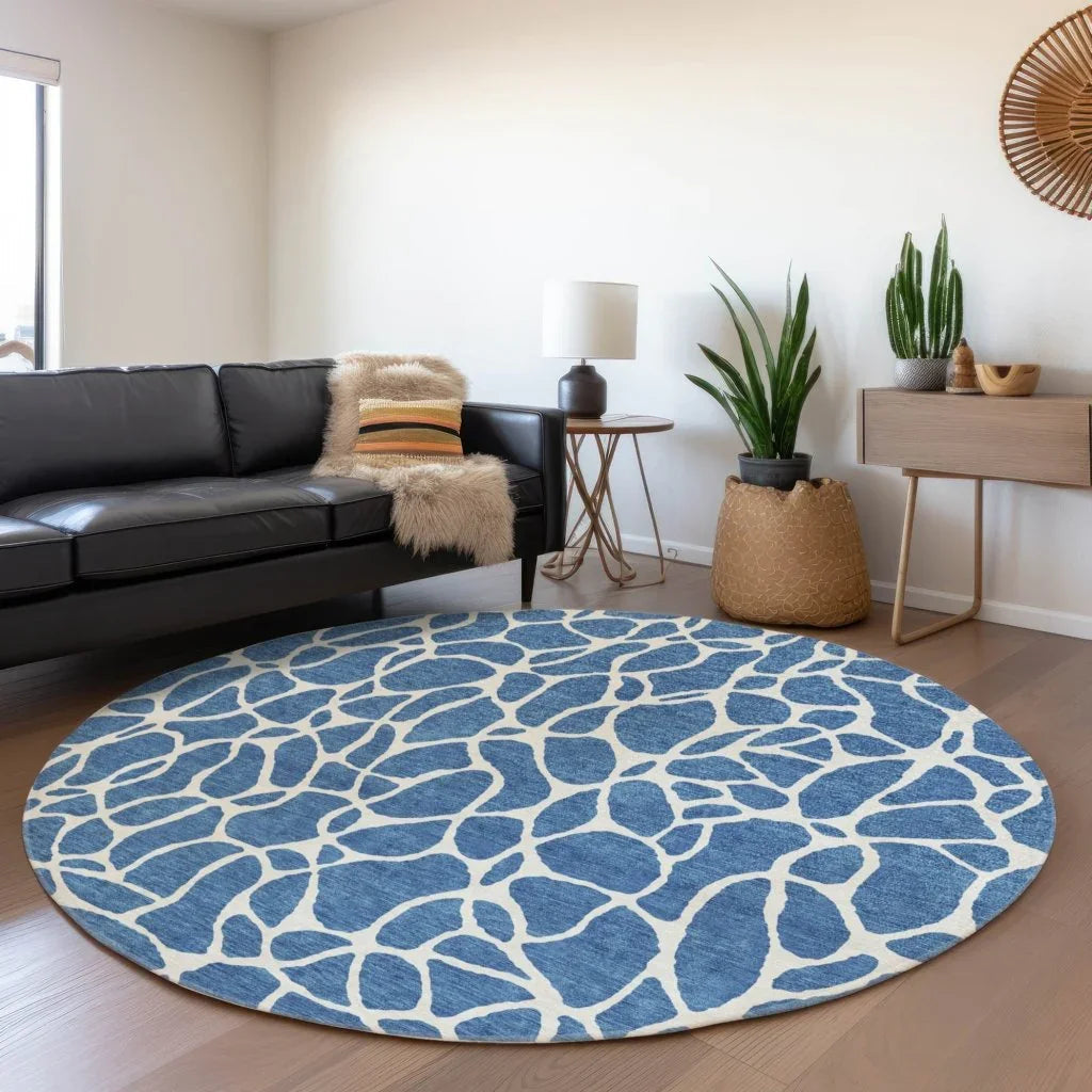 LOOMLAN Rugs Zarelia Blue Washable Indoor-Outdoor Rug