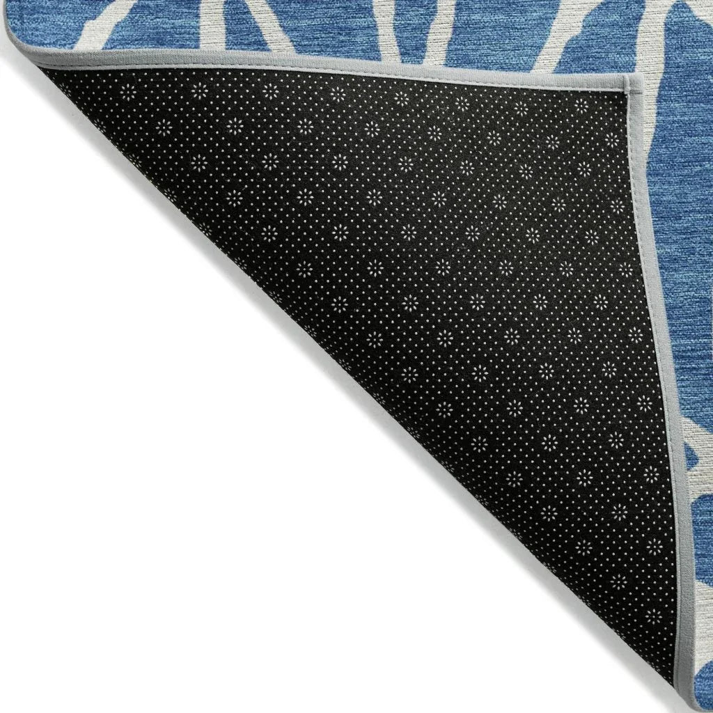 LOOMLAN Rugs Zarelia Blue Washable Indoor-Outdoor Rug