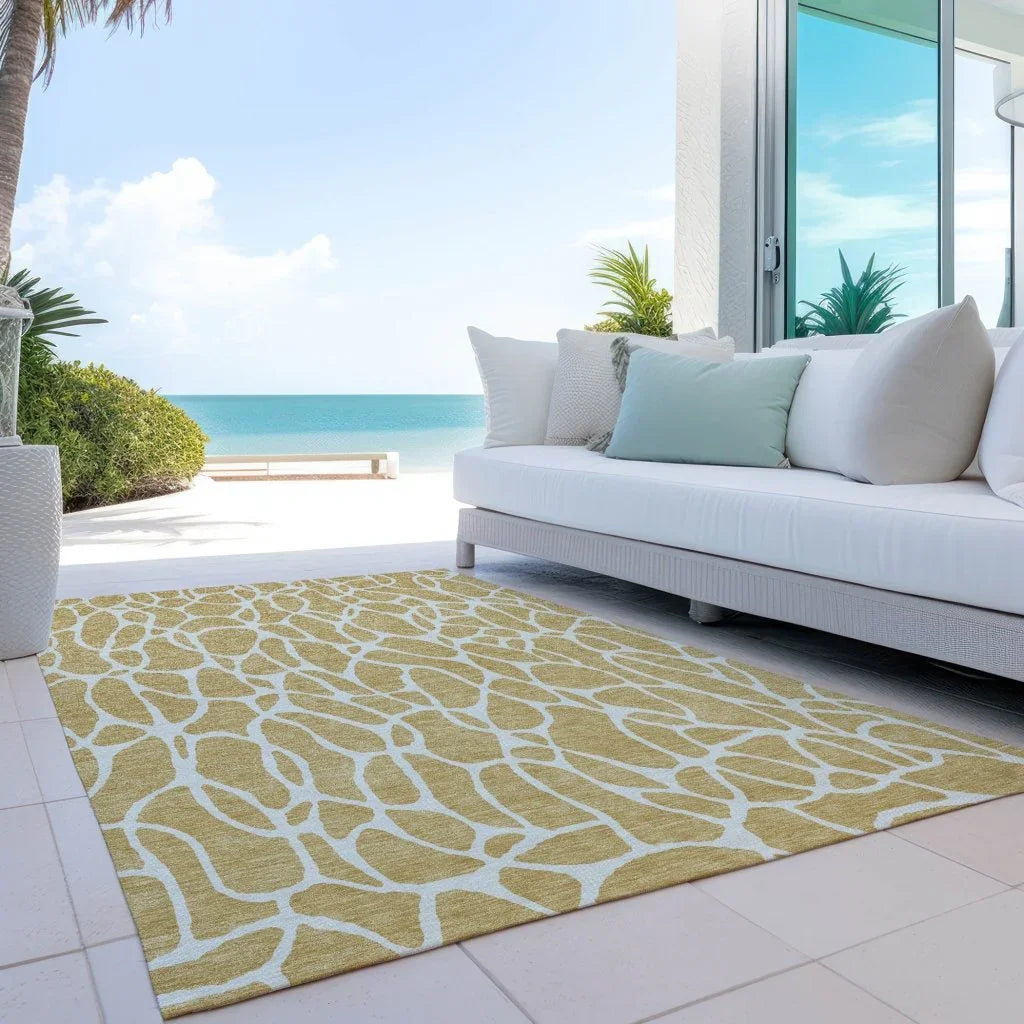 LOOMLAN Rugs Zarelia Gold Washable Indoor-Outdoor Rug