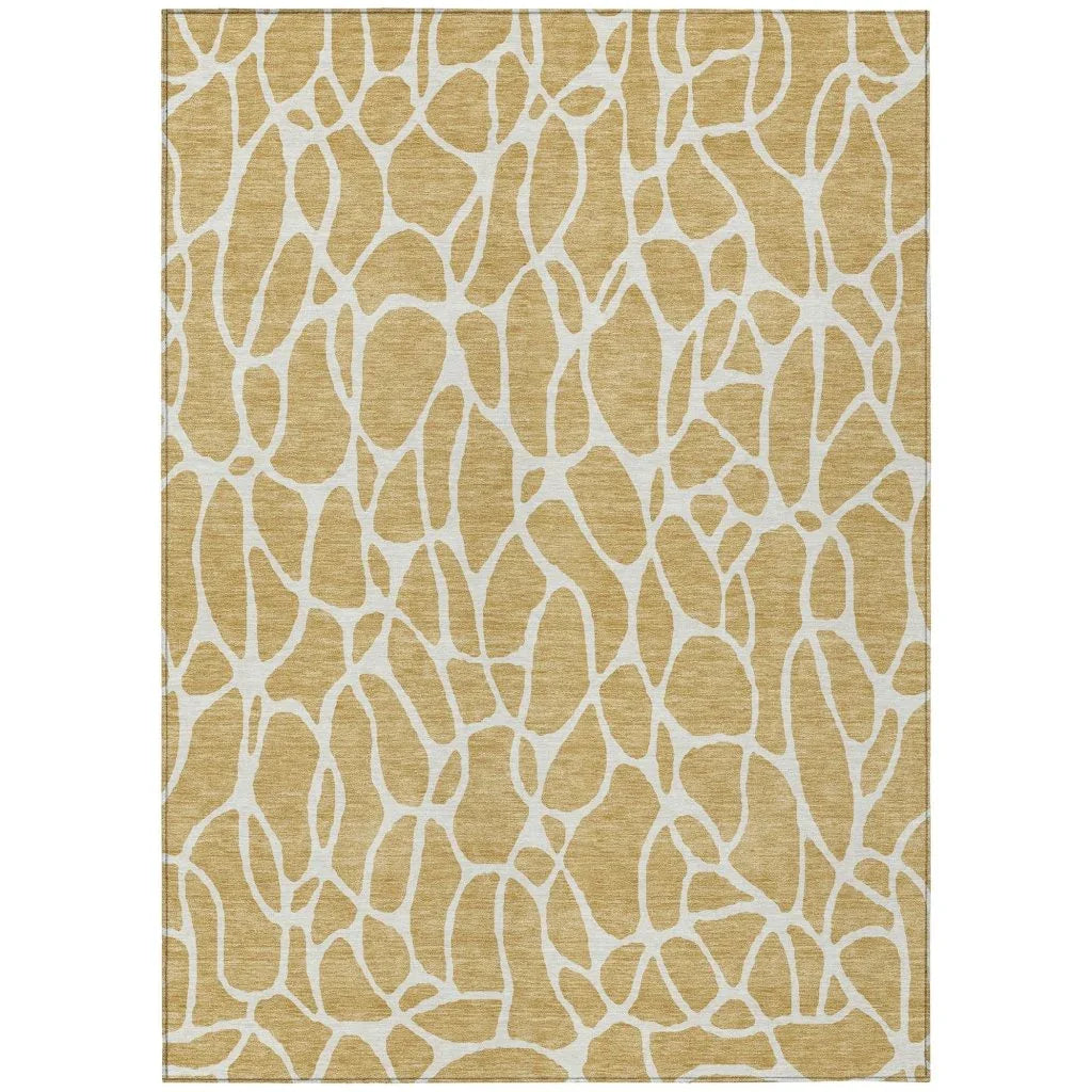 LOOMLAN Rugs Zarelia Gold Washable Indoor-Outdoor Rug