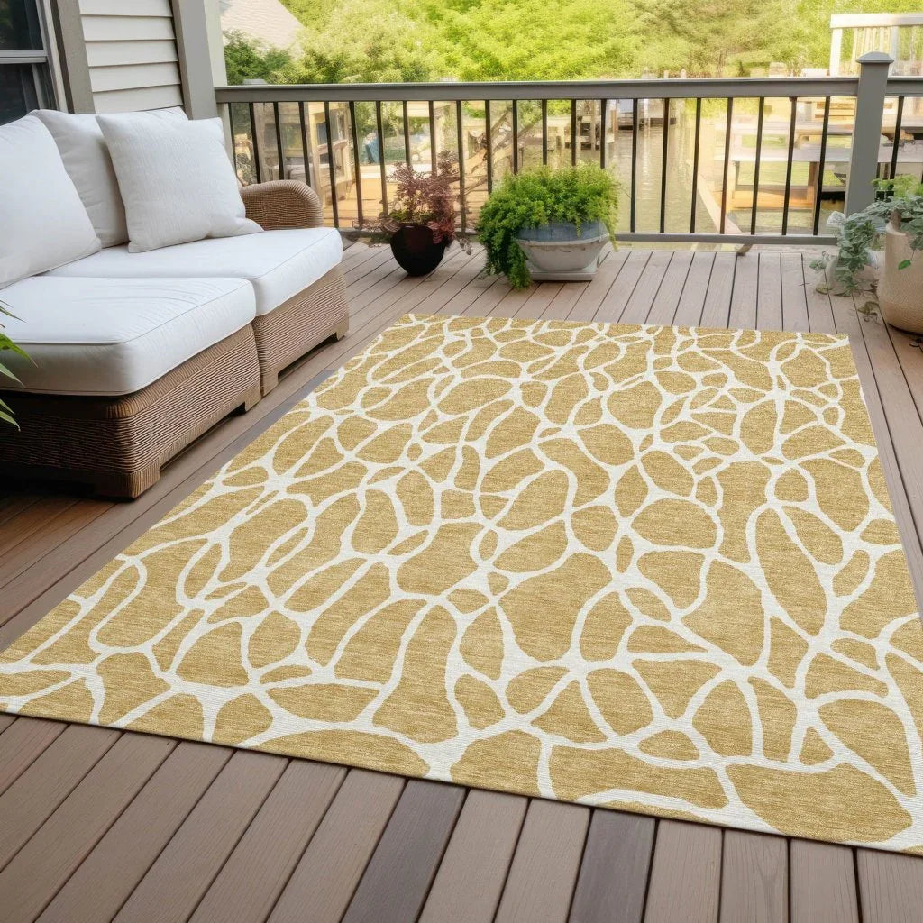 LOOMLAN Rugs Zarelia Gold Washable Indoor-Outdoor Rug