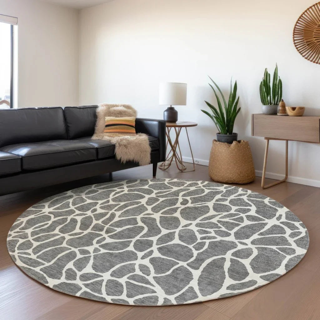 LOOMLAN Rugs Zarelia Gray Washable Indoor-Outdoor Rug
